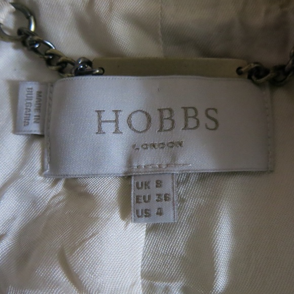 HOBBS London Two Button Long Sleeve Beige Linen Blazer - Size 4 - Picture 6 of 8